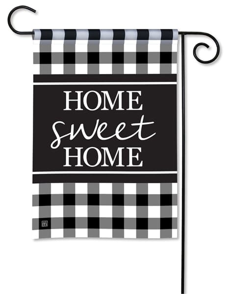 Black & White Check Garden Flag Home Sweet Home