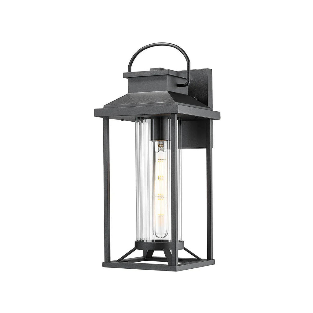 Outdoor Wall Sconce – Textured Black Die-Cast Aluminum, Clear Glass & E26 Socket | Weatherproof Porch Lantern