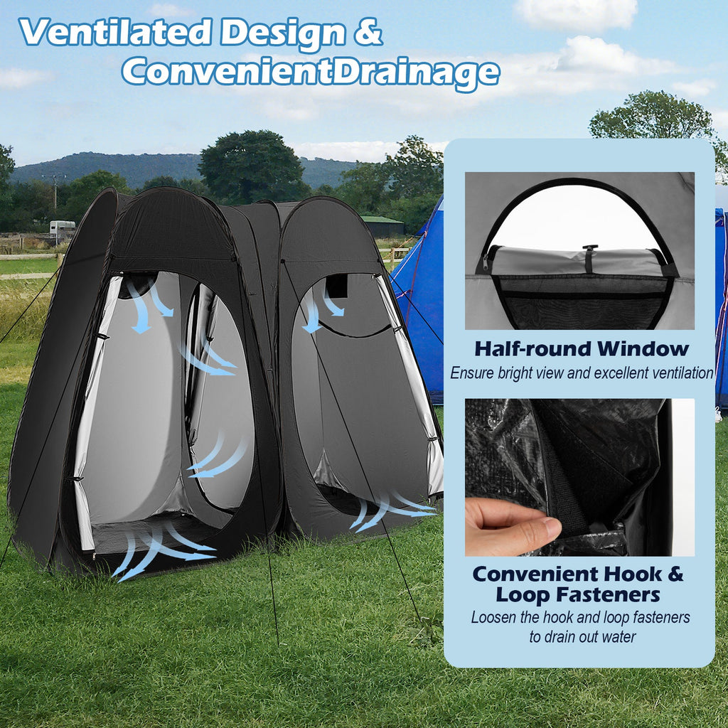 Oversized Pop Up Shower Tent with Window Floor and Storage Pocket