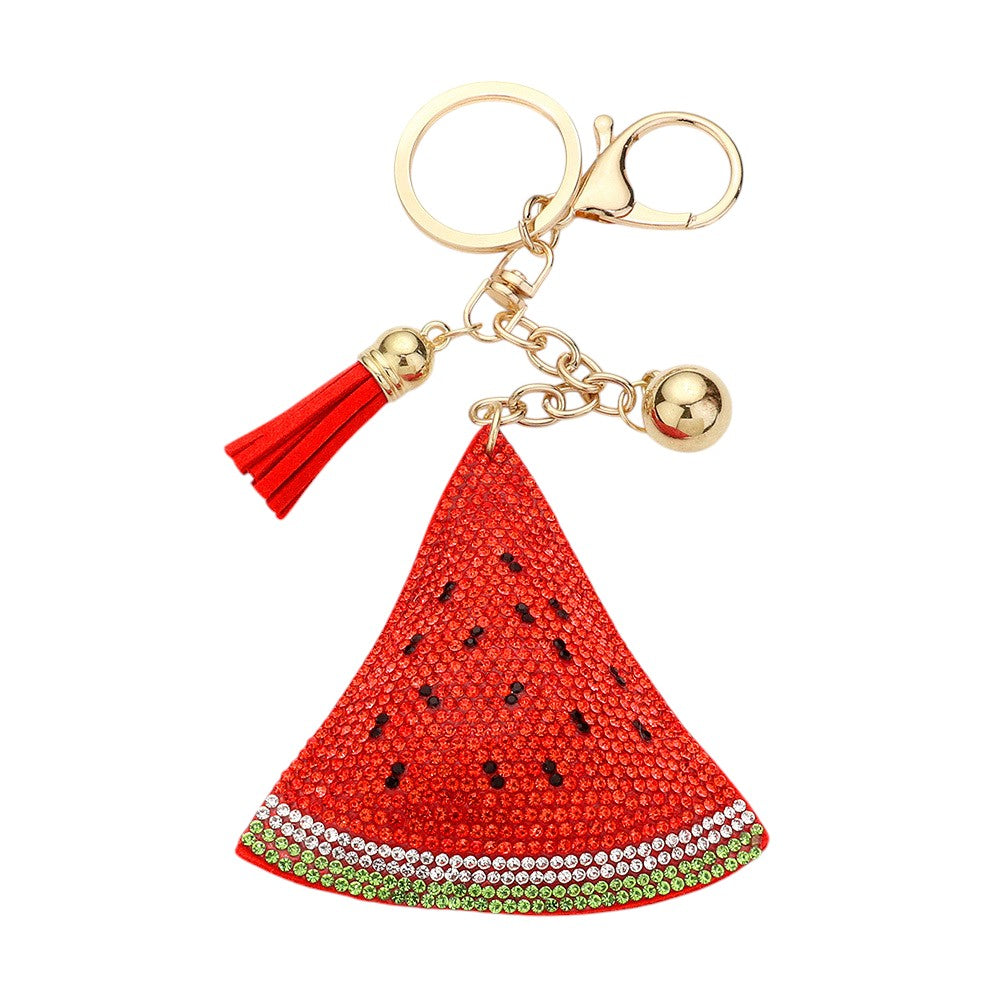 Bling Studded Watermelon Tassel Bag Charm