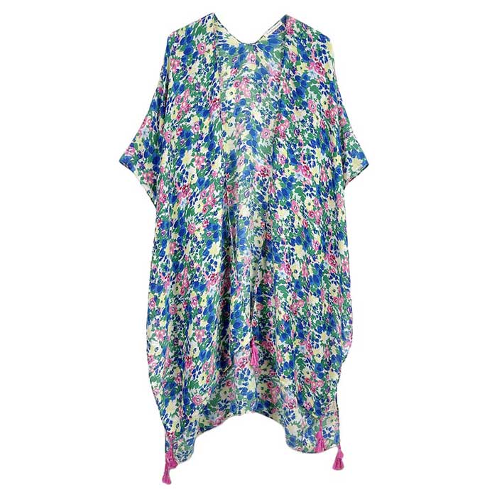 Flower Patterned Cover Up Kimono Poncho