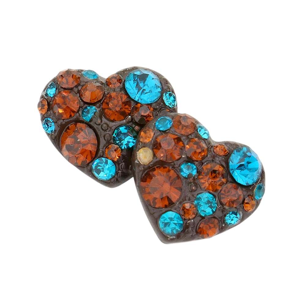 Crystal Pave Full Heart Stud Earrings