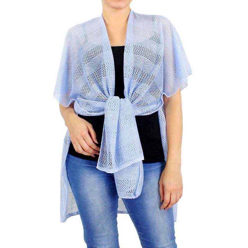 Striped Net Cover Up Kimono Poncho