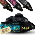 Personalized Embroidered Blue Woven Camera Strap