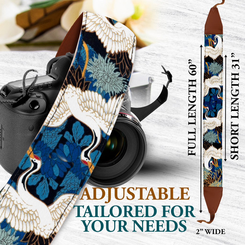 Personalized Embroidered Blue Japanese Camera Strap - Camera Strap for SLR/ DSLR