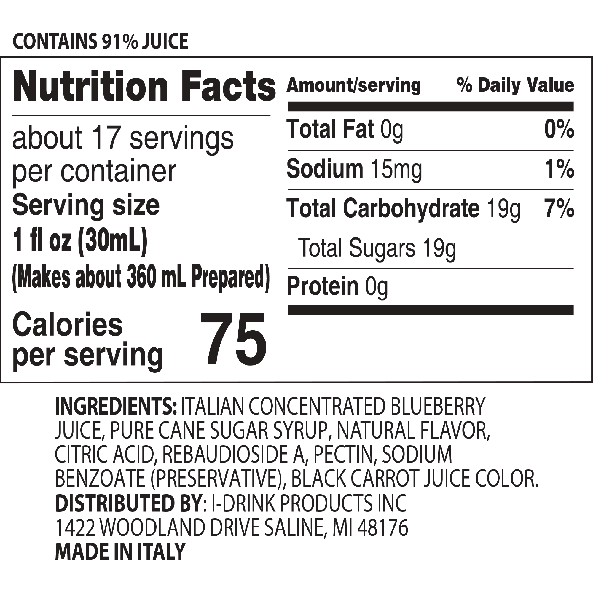 Blueberry Premium Italian Syrup