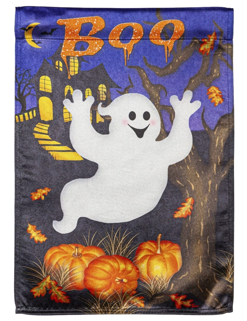 Boo Ghost Halloween Garden Flag 2 Sided