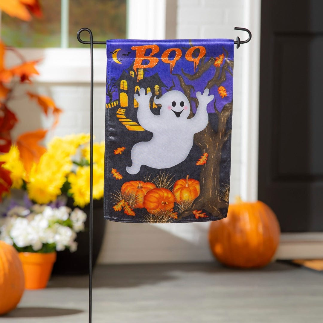 Boo Ghost Halloween Garden Flag 2 Sided