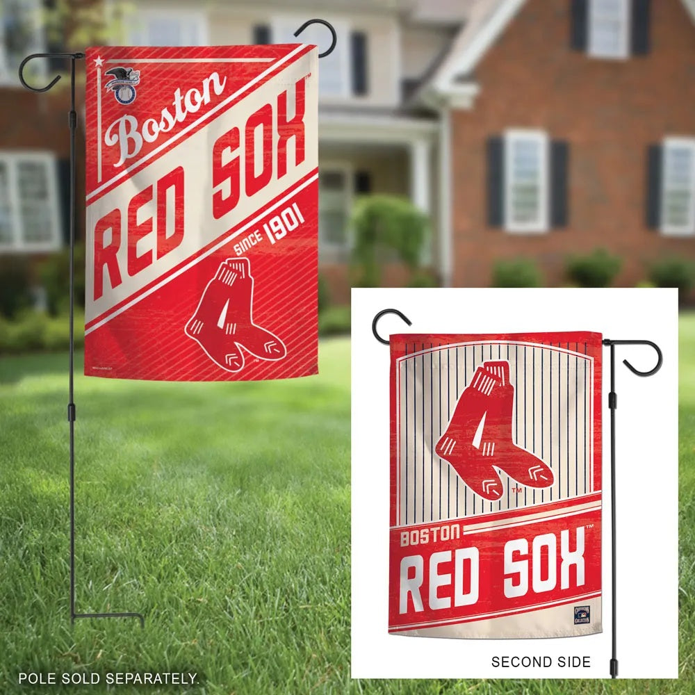 Boston Red Sox Garden Flag 2 Sided Classic Logo Pinstripe