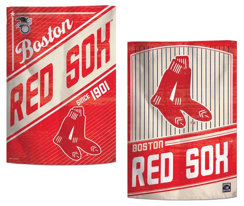 Boston Red Sox Garden Flag 2 Sided Classic Logo Pinstripe
