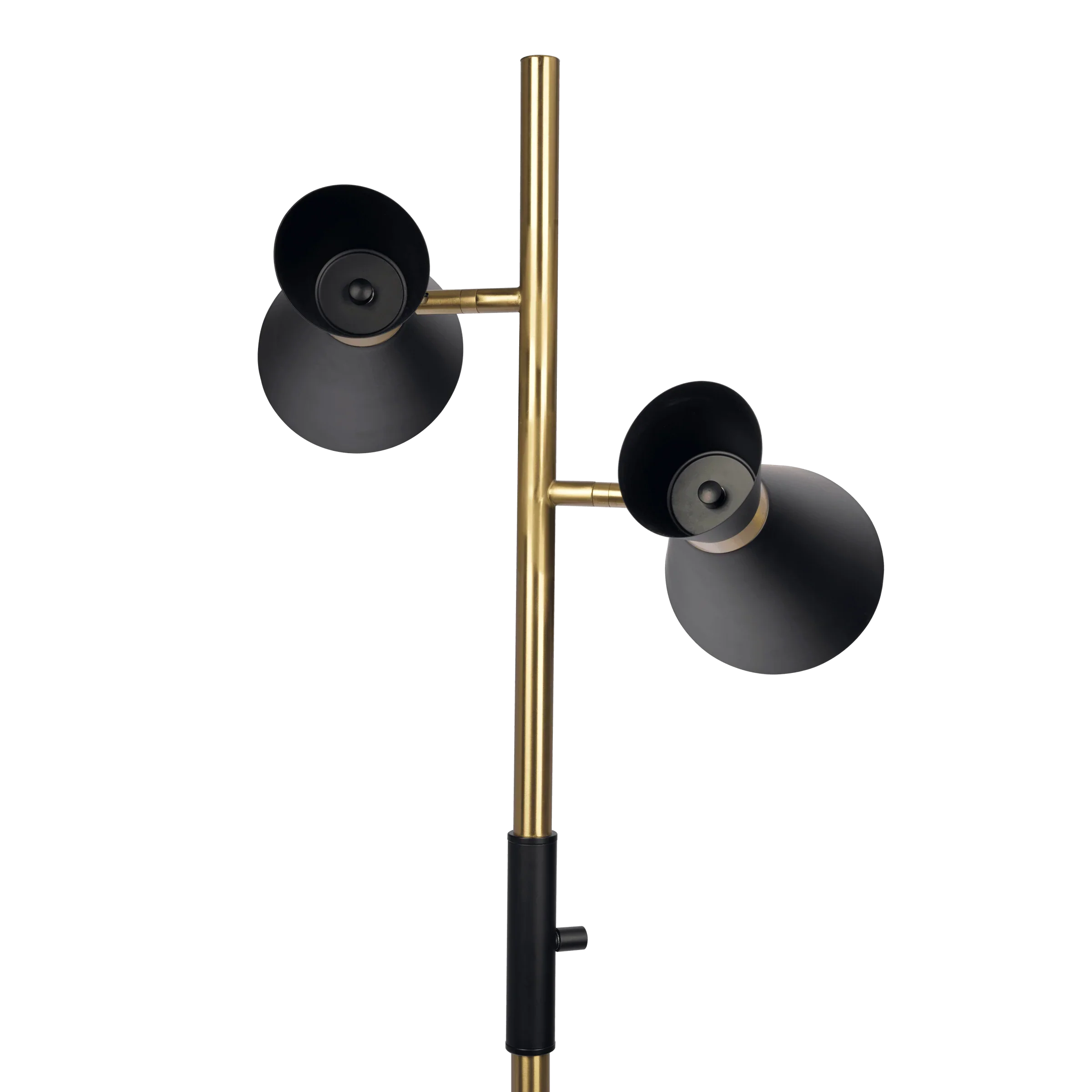 Double Spot Floor Lamp – Brushed Gold Finish, 4-Way Switch & Metal Base | Modern Reading & Accent Lighting
