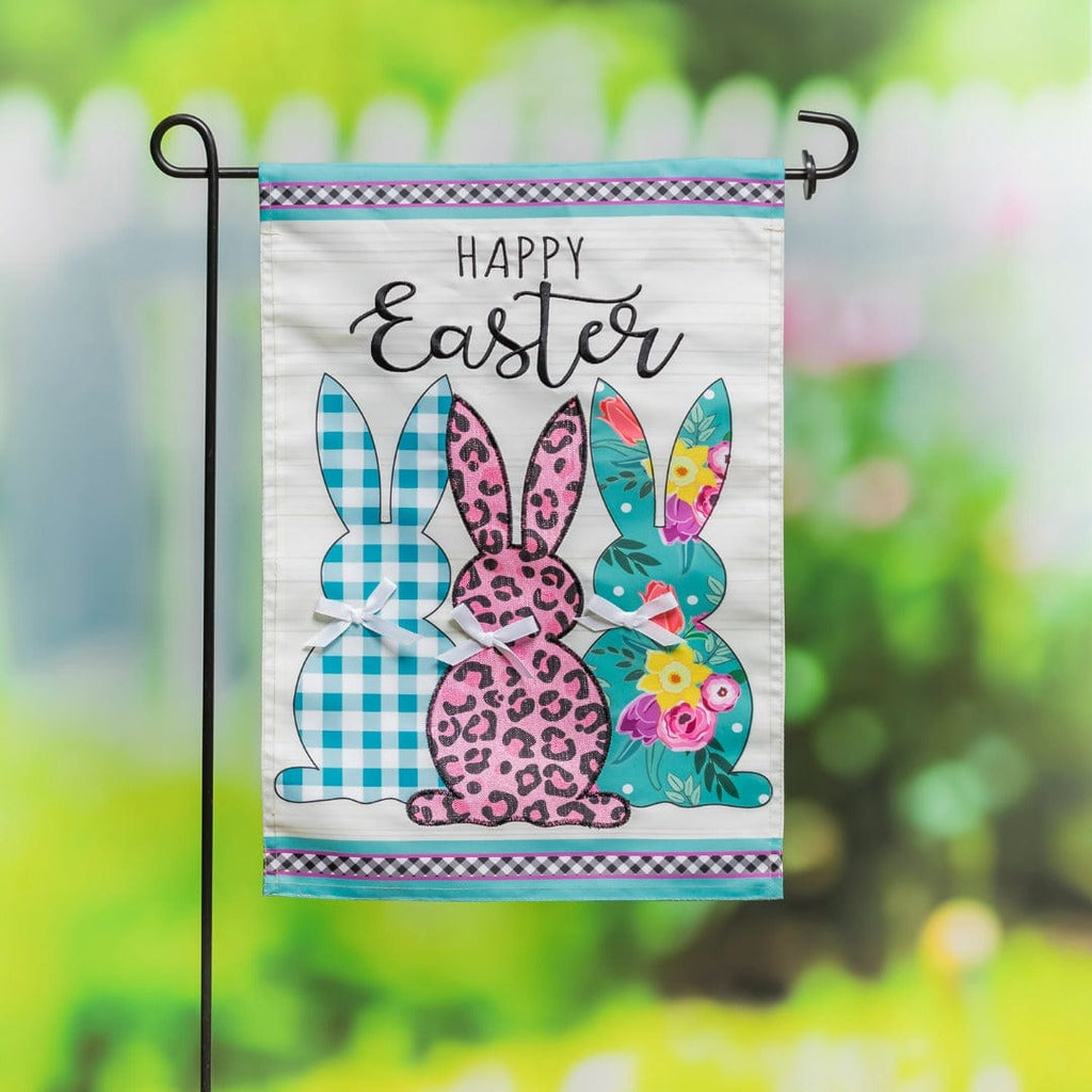 Bright Bunnies Easter Garden Flag 2 Sided Applique