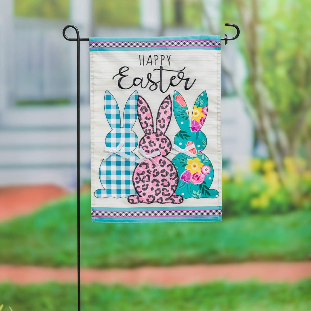 Bright Bunnies Easter Garden Flag 2 Sided Applique