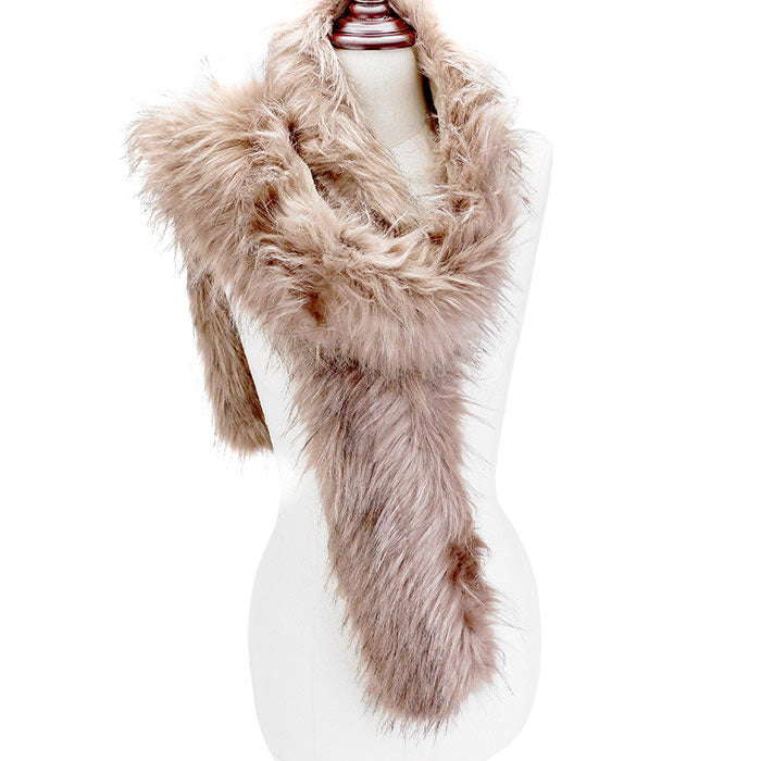 Long Faux Furry Layover Scarf