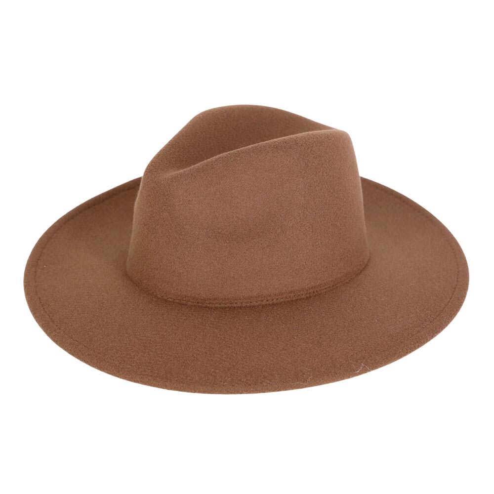 Solid Color Classic Wide Brim Fedora Hat