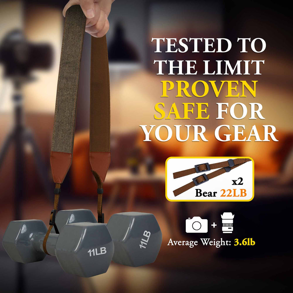 Personalized Embroidered Brown Denim Camera Strap - Camera Strap for SLR/ DSLR
