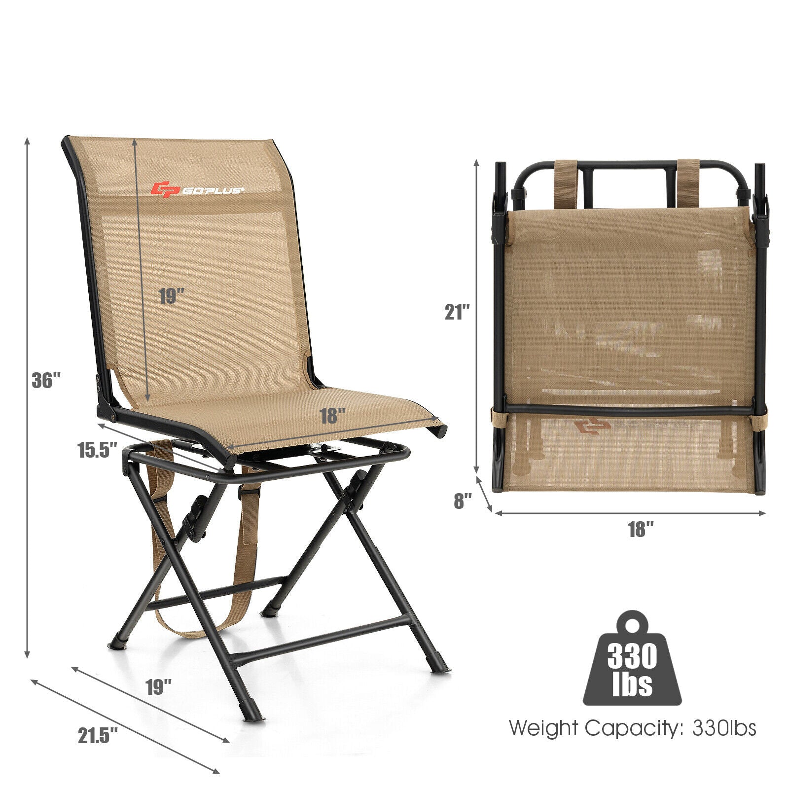 All weather Outdoor Foldable 360 Degree Swivel Chair with Iron Frame