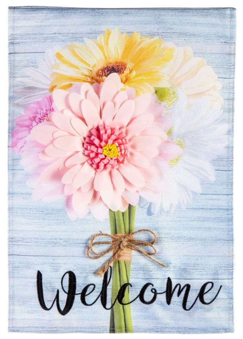 Bunch of Gerbera Daisies Garden Flag 2 Sided Burlap