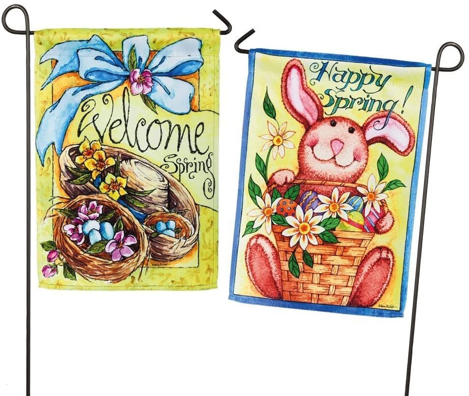 Bunny Spring Garden Flag 2 Sided Welcome