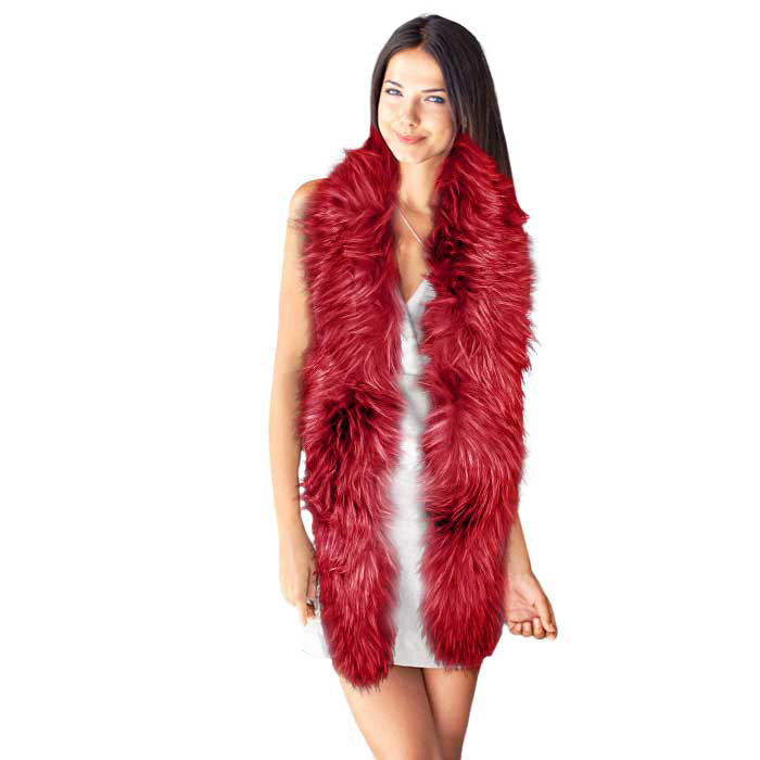 Long Faux Furry Layover Scarf