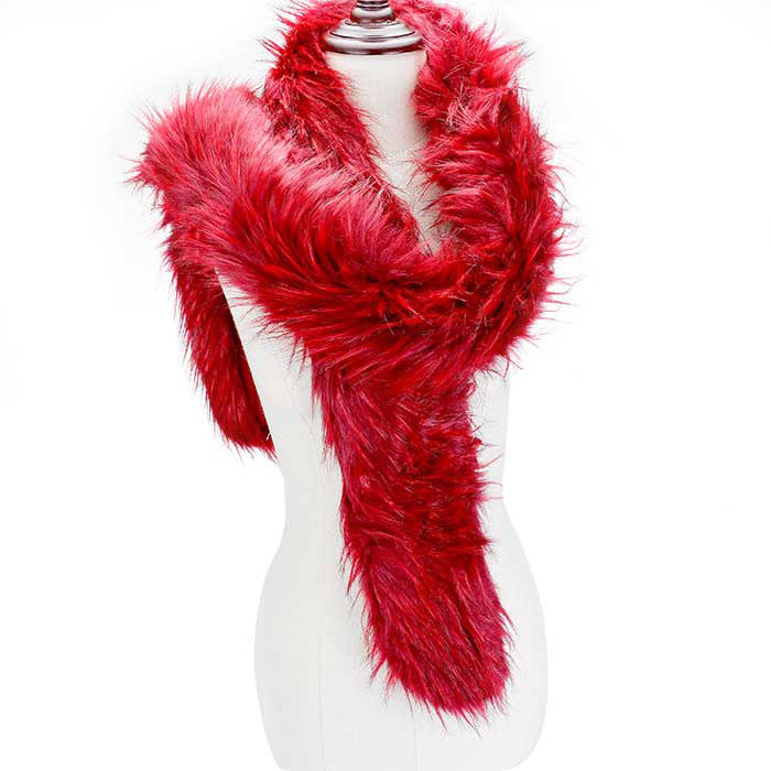 Long Faux Furry Layover Scarf