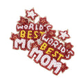 Worlds Best Mom Felt Back Beaded Star Message Link Earrings