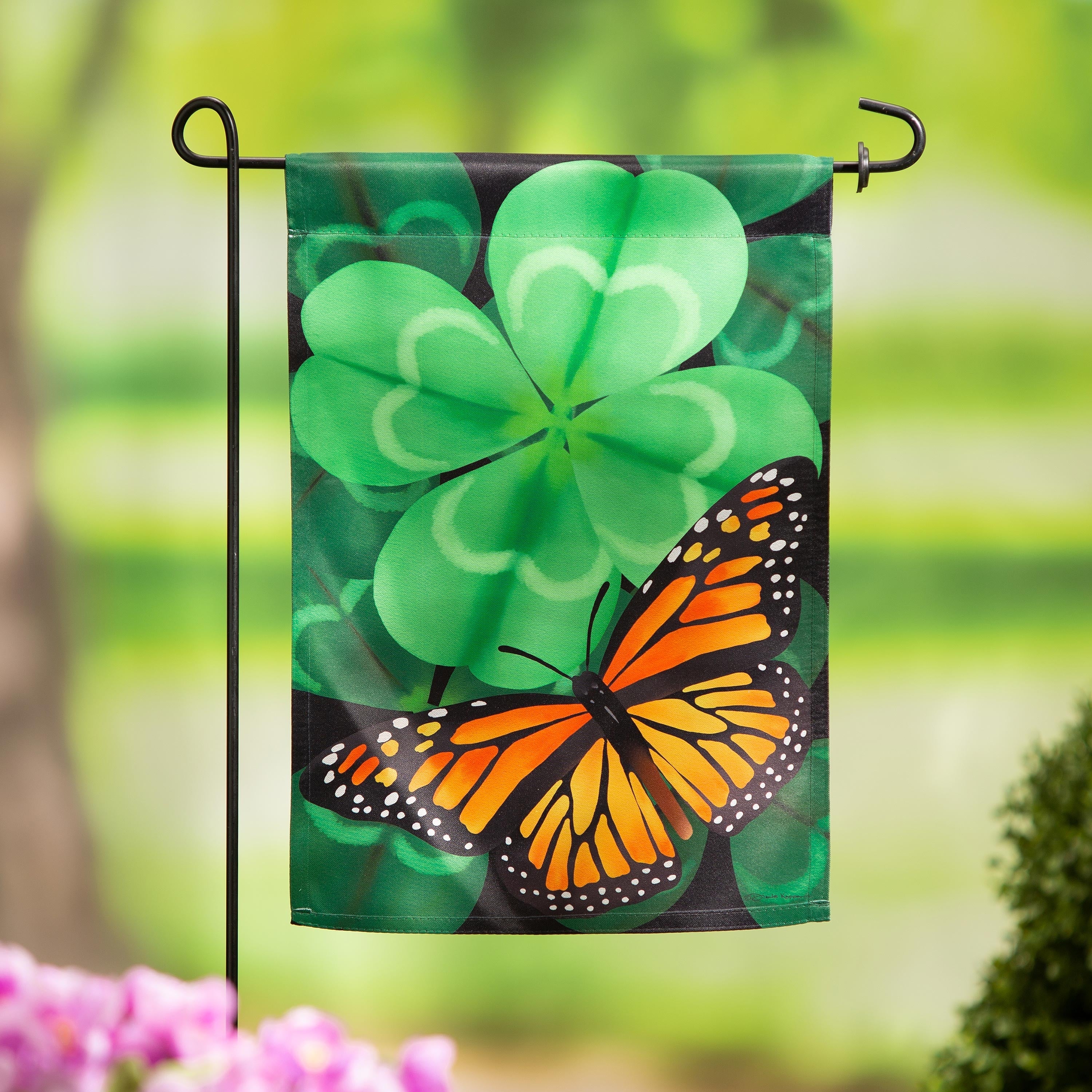 Butterfly Clover Garden Flag 2 Sided