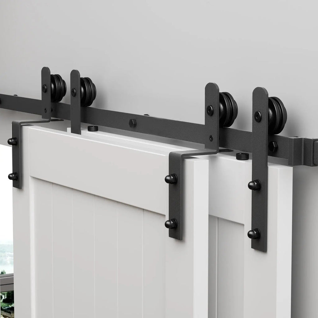 Bypass Sliding Barn Door Hardware Kit Basic I Pulley (No Door)