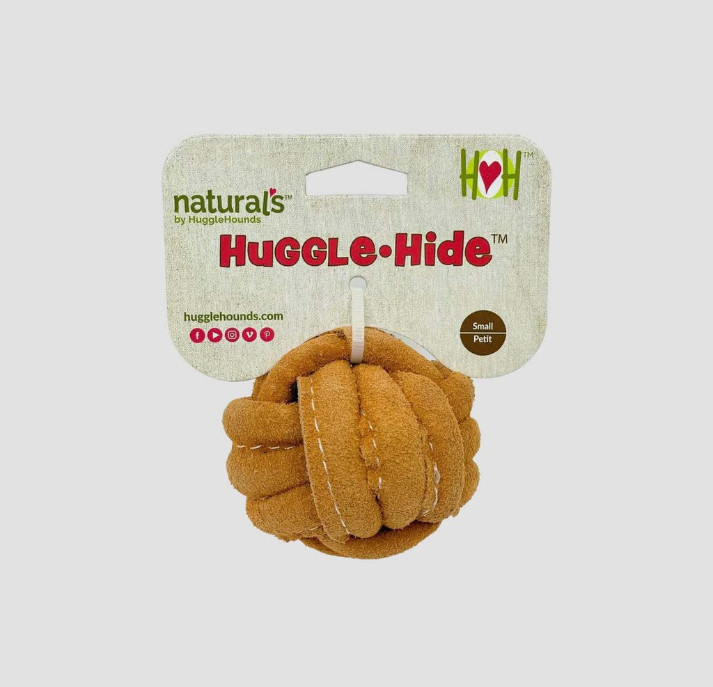 🐶🟤Huggle-Hide® Natural Leather Ball Dog Toy
