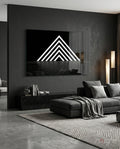 Glowing Chevron Pyramid on Black Glass Wall Art