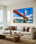 Impasto Painted Golden Gate Bridge Glass Wall Art