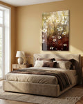 Amber Brown Blossom Branch Panel Glass Wall Art