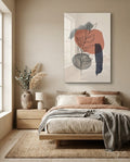 Botanical Leaf Terracotta Navy Shapes Glass Wall Art