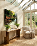 Spotted Deer Forest Stream Glass Wall Art