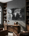 Misty Silver World Map Grid Glass Wall Art