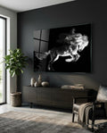 Rearing Smoke Horse Glass Wall Art