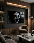 Silver Screaming Metal Skull Glass Wall Art