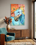 Vibrant Cubist Horse Glass Wall Art