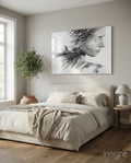 Black And White Tree Branch Woman Profile Glass Wall Art