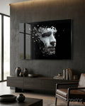 Pixel Dispersing Face Profile Glass Wall Art