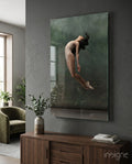 Curled Midair Leap Ballerina Glass Wall Art