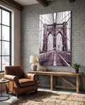 Purple Bridge Walkway View Glass Wall Art