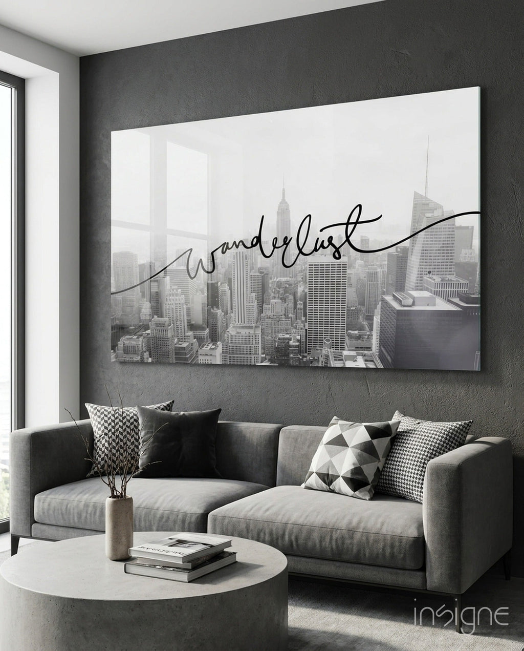 Black And White Skyline Wanderlust Glass Wall Art