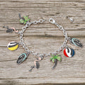 Fun Tropical Palm Tree Flamingo Flip Flop Beach Ball Charm Station Bracelet
