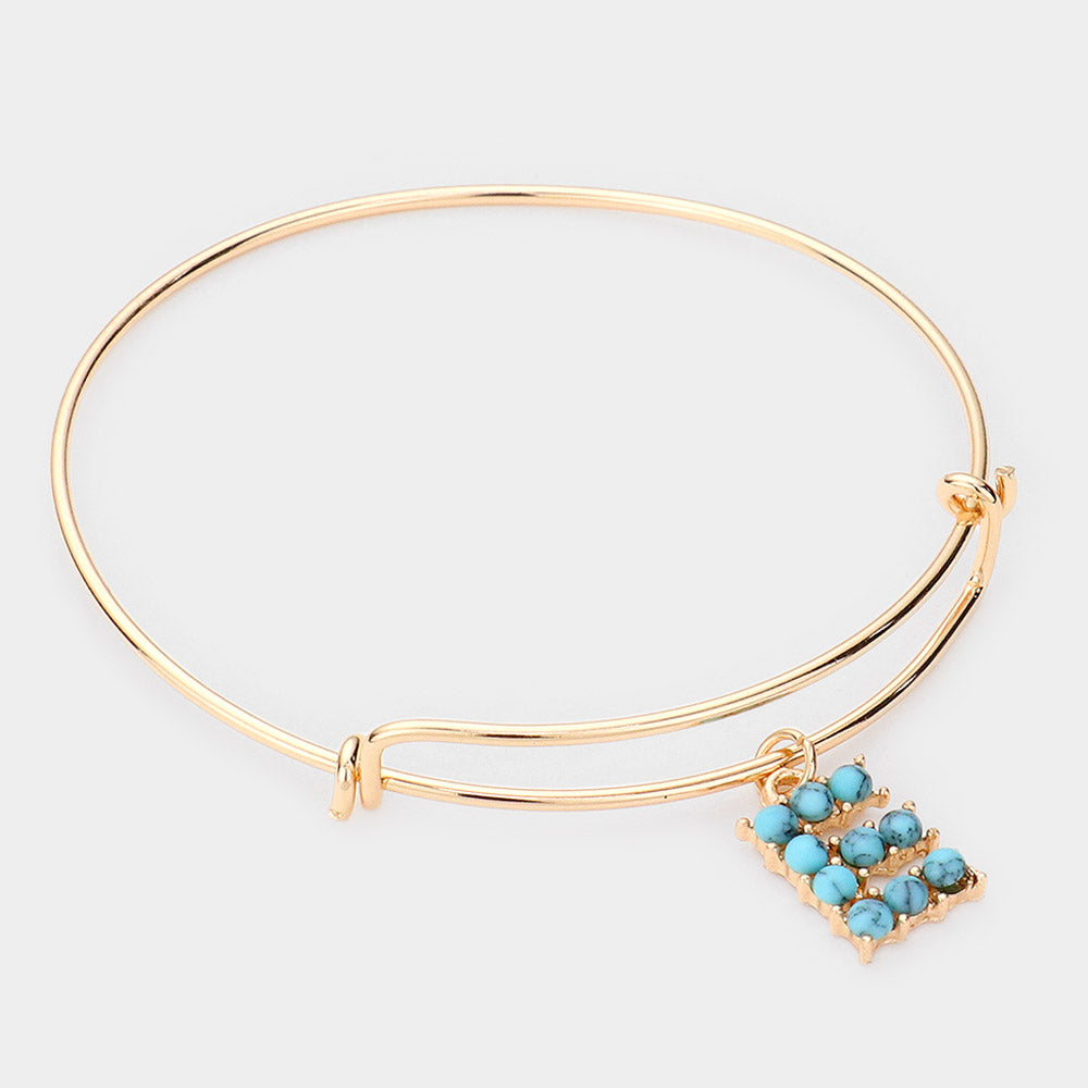 -E- Turquoise Embellished Initial Monogram Charm Bracelet
