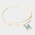 -H- Turquoise Embellished Initial Monogram Charm Bracelet