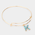 -K- Turquoise Embellished Initial Monogram Charm Bracelet