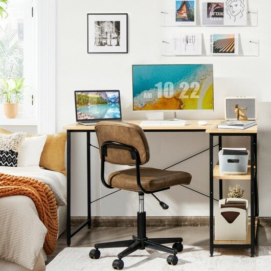 48 Inch Reversible L Shaped Computer Desk with Adjustable Shelf-Gray