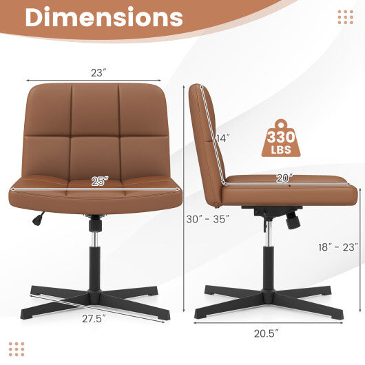 PU Leather Upholstered Cross-legged Office Chair with Oversized U-shaped Seat for Home Office Make Up-Beige