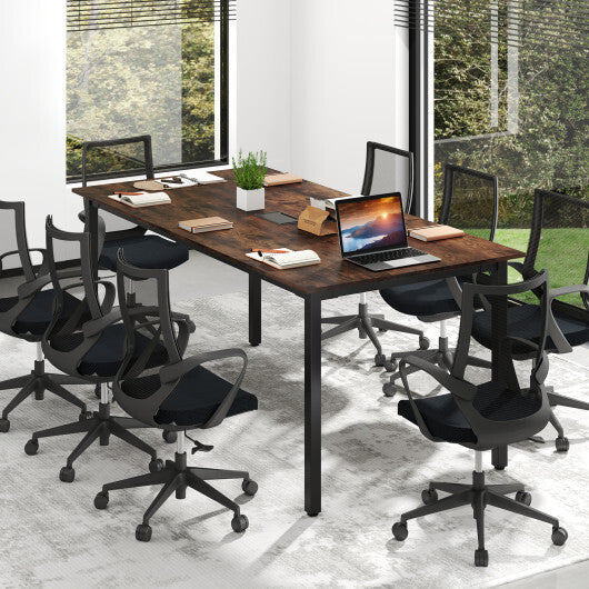 6 Feet Conference Room Table Large Meeting Table Rectangle Seats 8-10 People-Rustic Brown